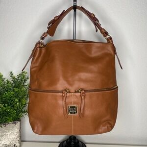 Dooney & Bourke Dillen Pebbled Leather Zip Hobo Shoulder Bag Gold Hardware